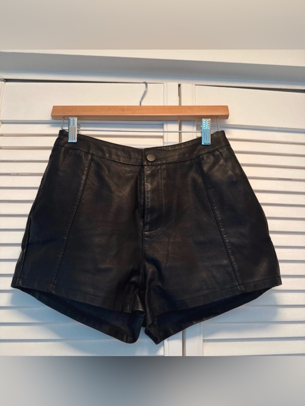 Fashion Nova Black Faux Leather High-Waist Shorts